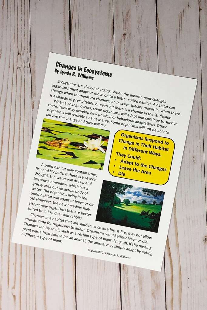 reading passage on ecosystems
