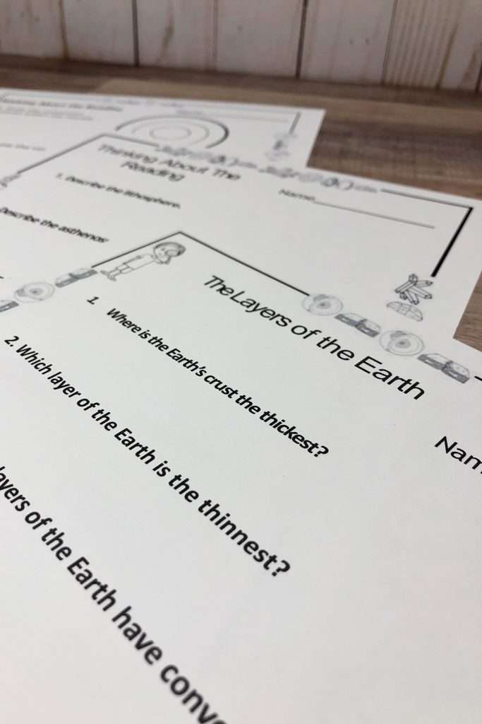 Worksheets for layers of the earth