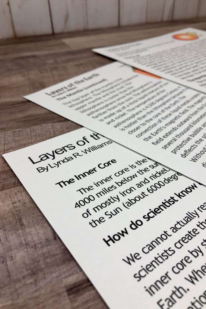 reading passages for layers of the Earth