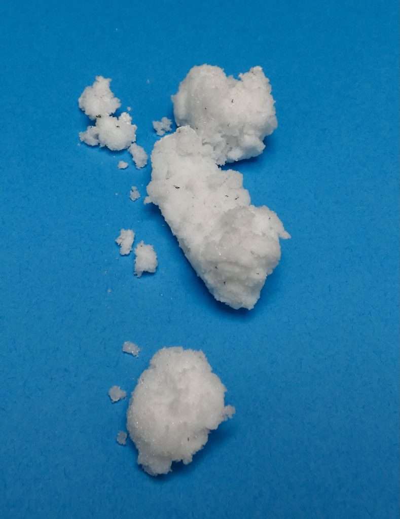After the precipitate is dry you can see that it is a solid form.