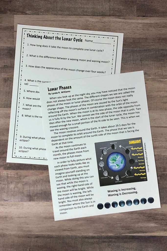 Lunar phases middle school