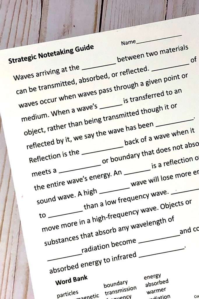 This complete unit will help you cover NGSS MS PS4-2 in your middle school science class. Do you need to teach the transmission, absorption, reflection, and refraction of waves in your 6th, 7th, or 8th grade science classroom? This complete unit will also help you cover Utah SEED 8.2.5.