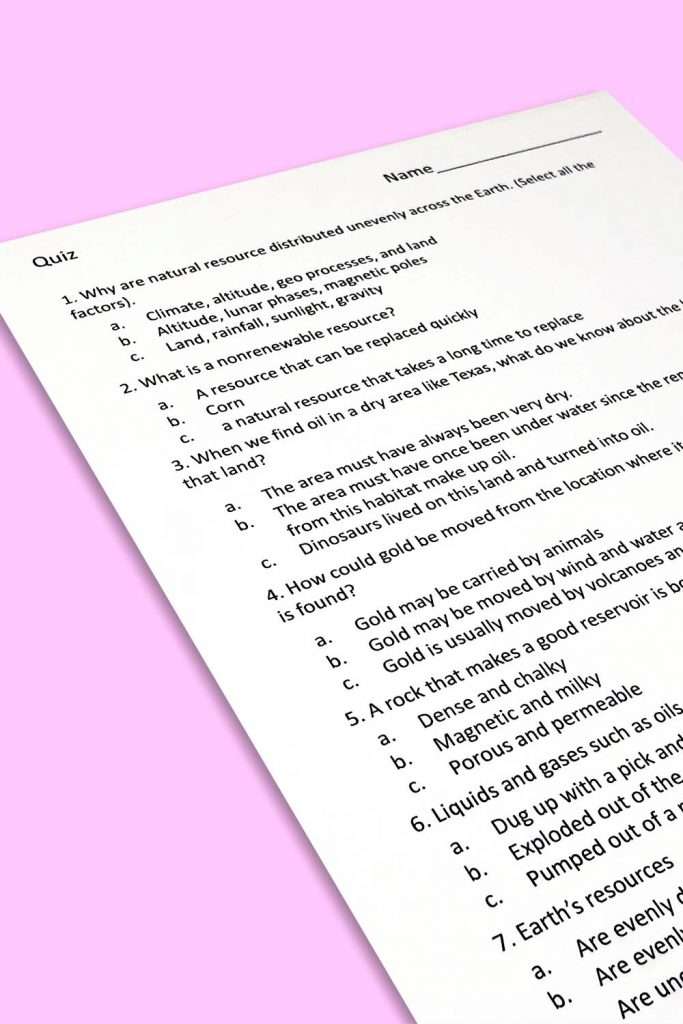 quiz natural resources