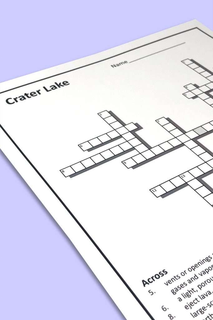 crater lake crossword puzzle