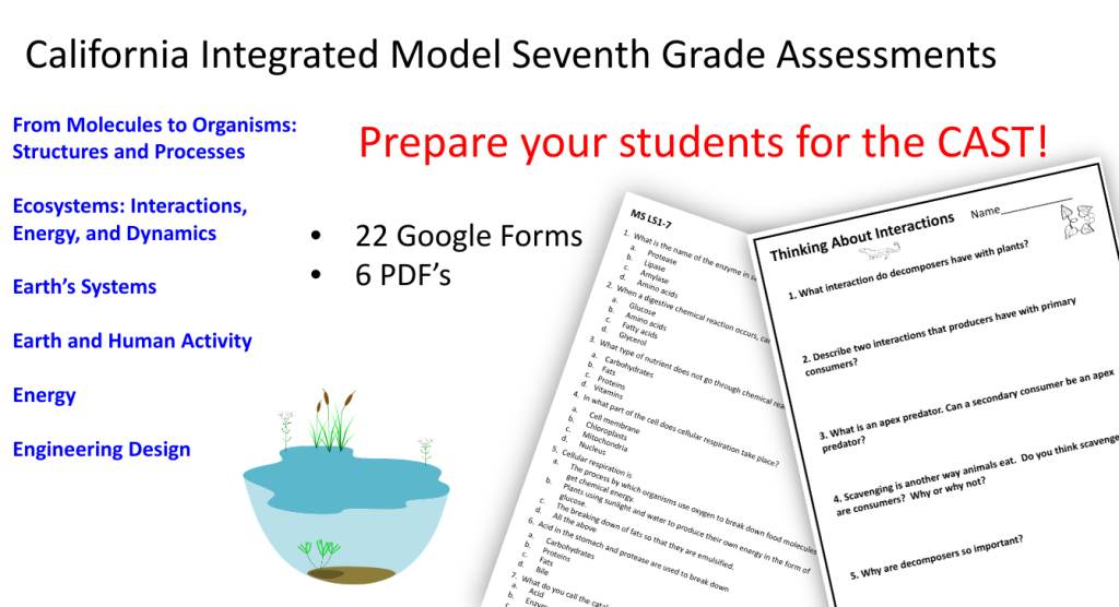California Integrated Model Seventh Grade Assessments -Science Quizzes ...