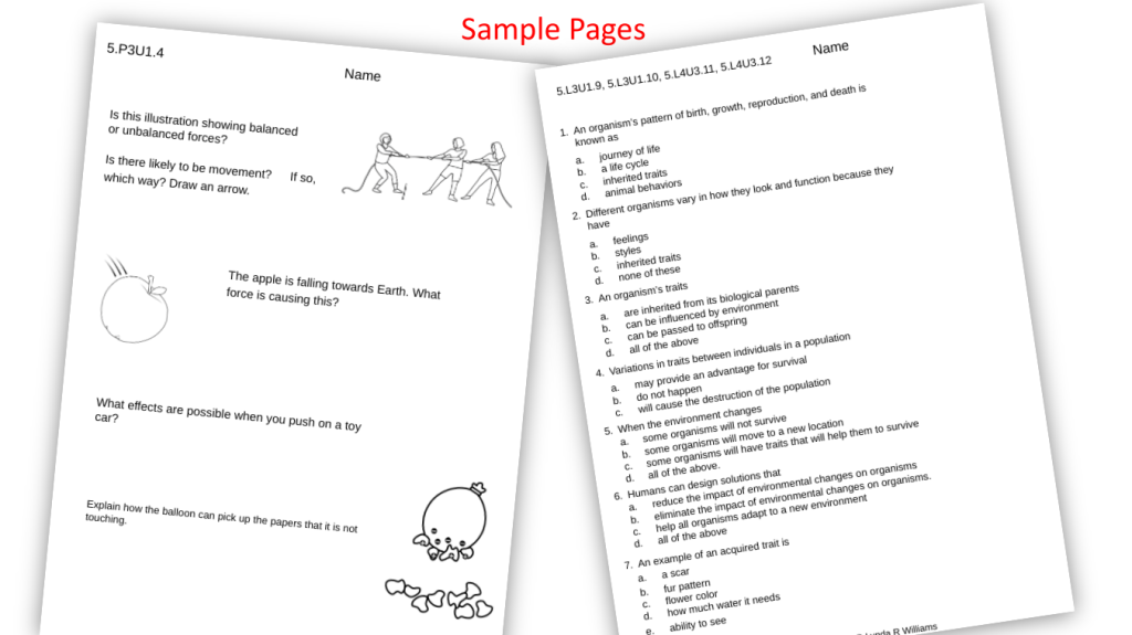 Arizona Fifth Grade Assessments-Science Quizzes-Test prep