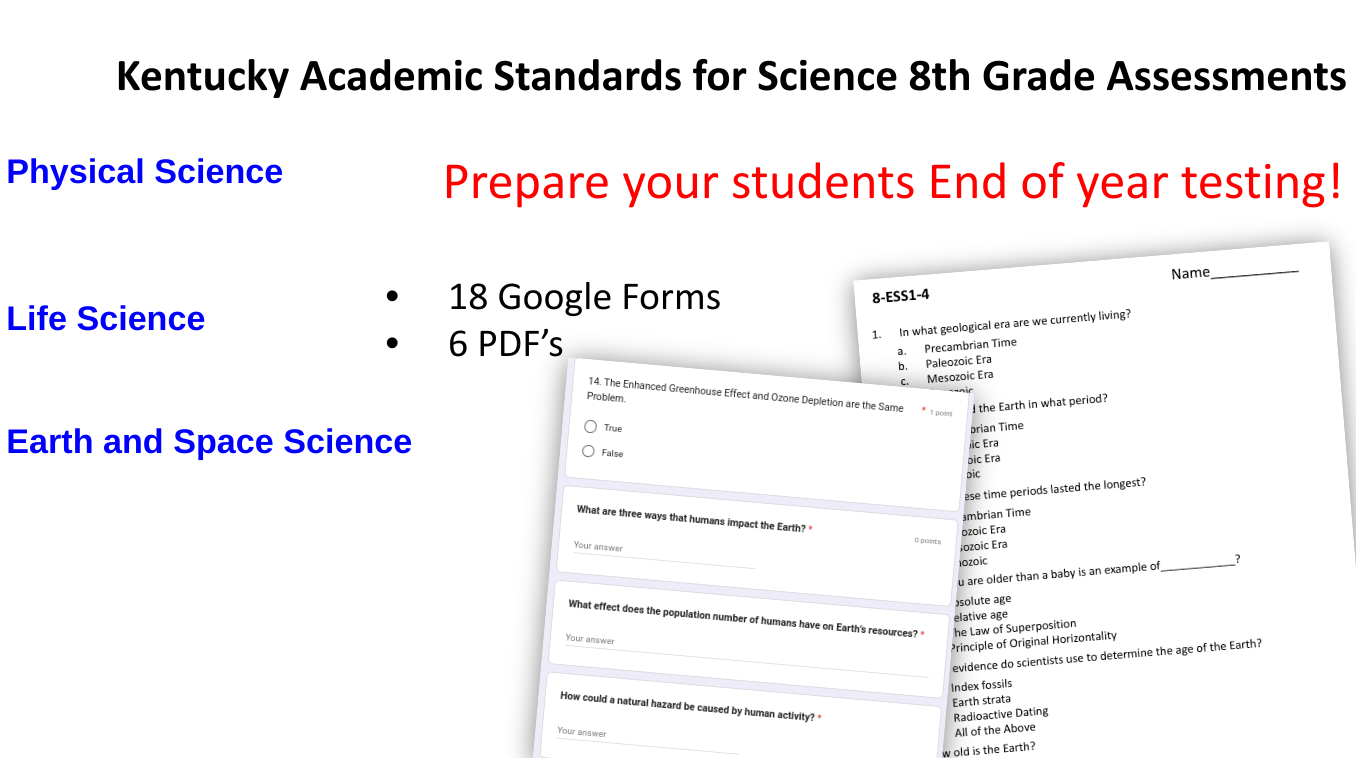 Kentucky Eighth Grade Assessments Science Quizzes Test Prep