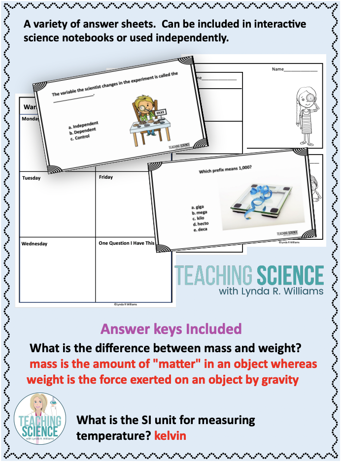 Science Bell Ringers Science Skills Lab Safety