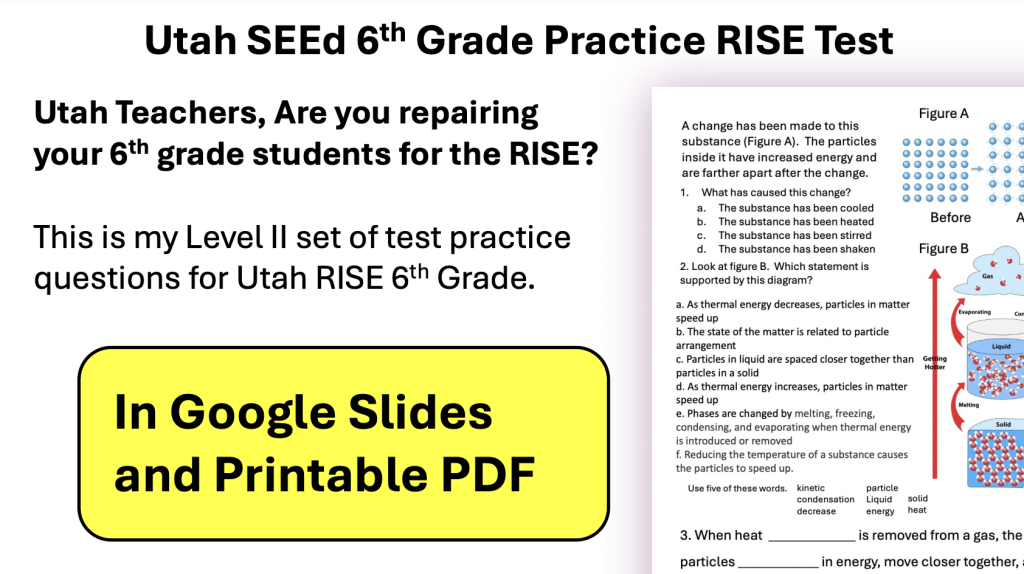 Utah Rise 6th Grade Practice Test Level Two for Utah SEEd