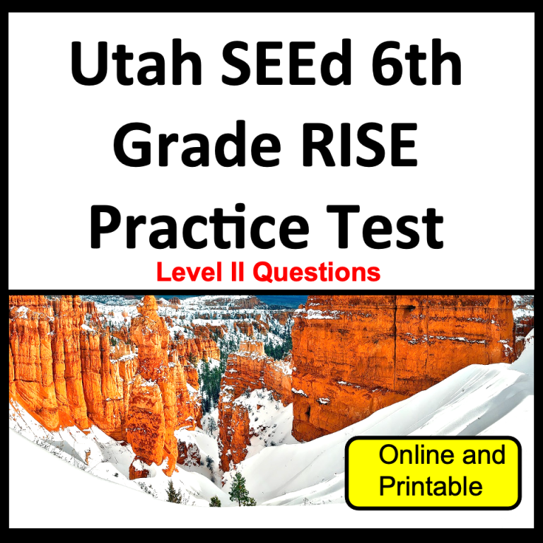 Utah Rise 6th Grade Practice Test Level Two for Utah SEEd