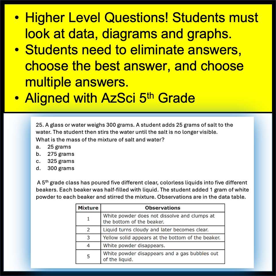AzSci Practice Test for Arizona 5th Grade Science Test Prep and Science Review - Image 2