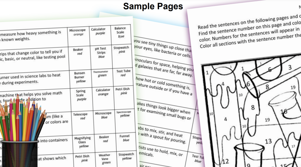 Science Tools Science Color By Number for Fast Finishers Color By Code