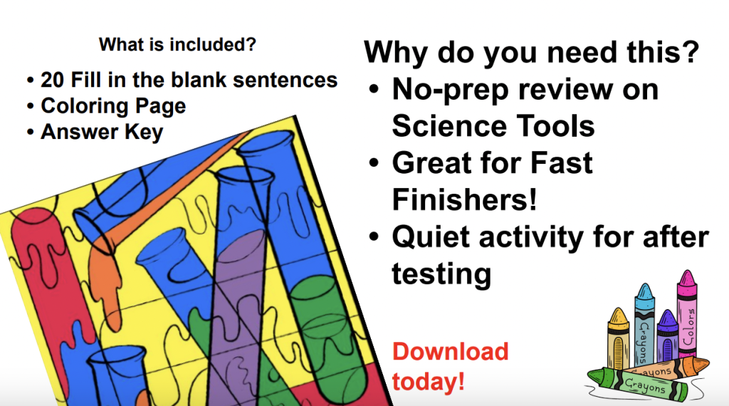 Science Tools Science Color By Number for Fast Finishers Color By Code
