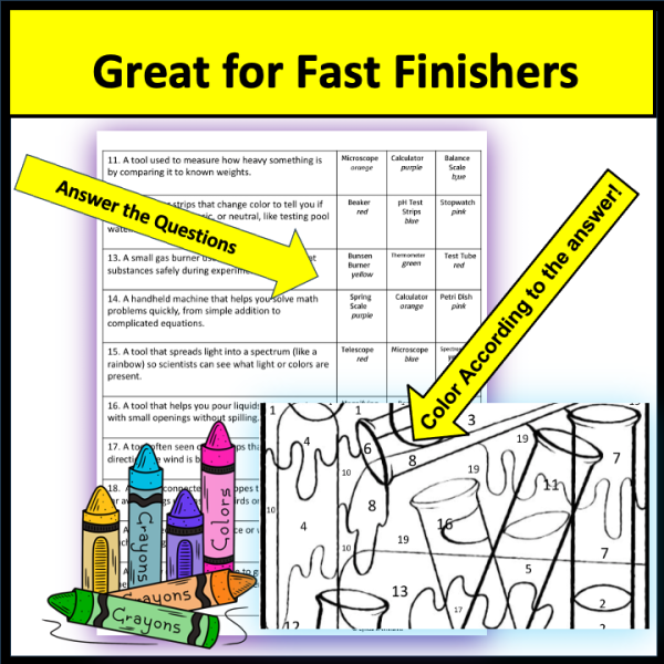 Science Tools Science Color By Number for Fast Finishers Color By Code