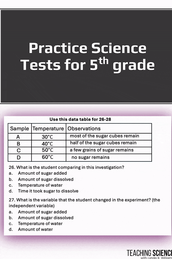 5th grade science test prep