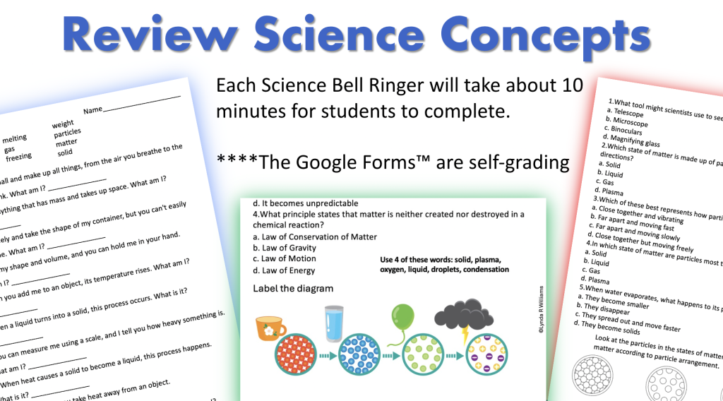 5th grade Science Warm Ups & Science Bell Ringers for 5th Grade Physical Science
