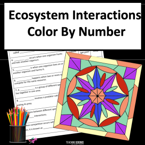 Ecosystem Interactions End of Year Color By Number Fast Finisher Worksheet