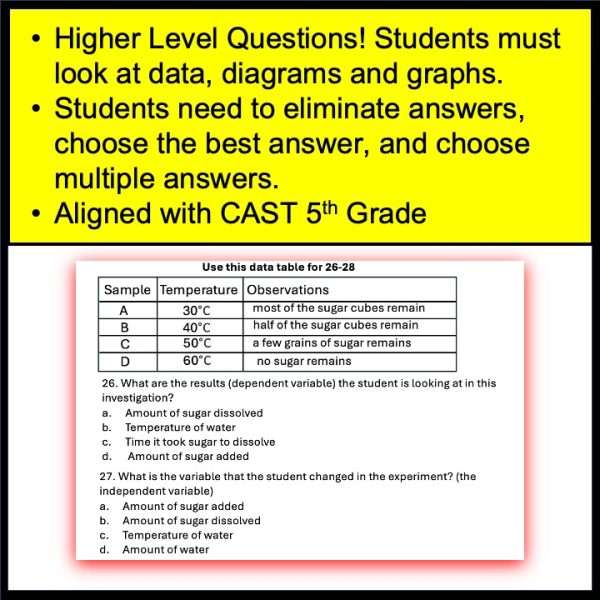 CAST Practice Test for Science Test Prep 5th Grade California Science Assessment