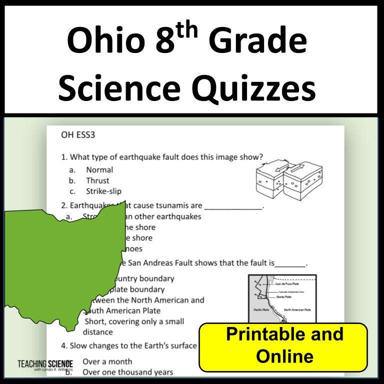Ohio 8th grade science quizzes