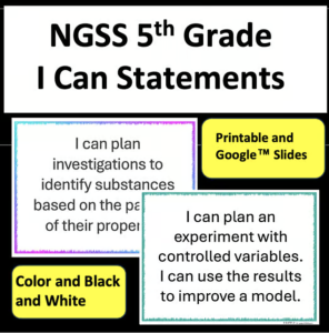 5th grade science I Can Statements