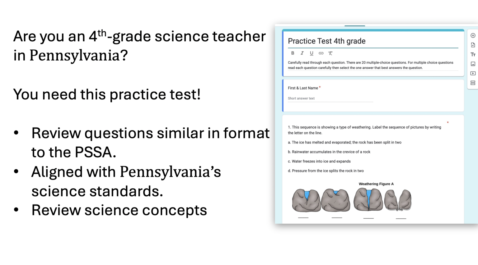 PSSA Prep 4th Grade PSSA Practice Test Pennsylvania 4th Grade Science ...
