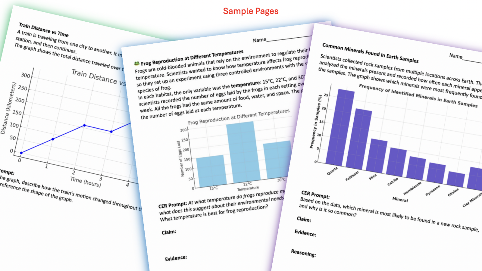 CER Practice Science Graph Analysis Claim Evidence Reasoning